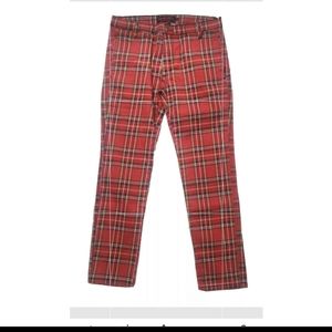TRIPP NYC PANTS By Daang Goodman Size 32 Red Plaid Skinny Goth Punk